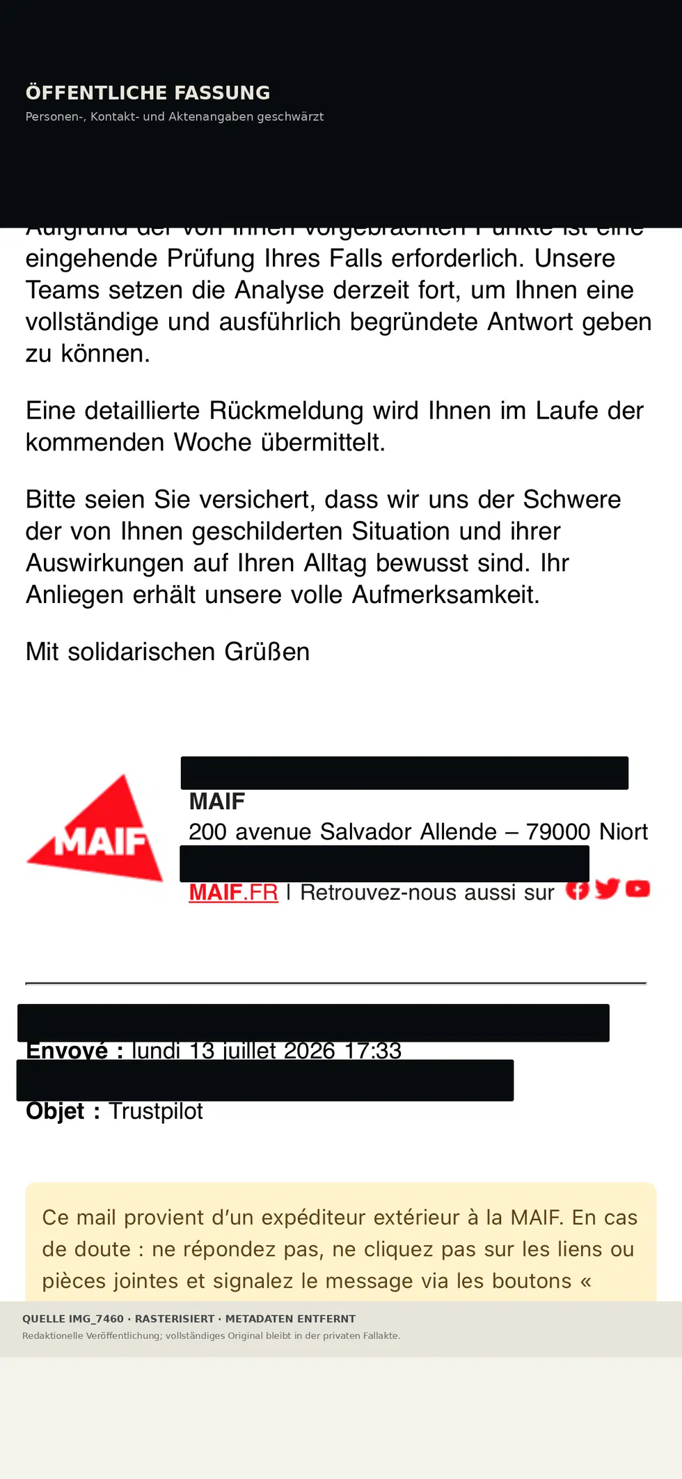 Öffentliche Fassung · personenbezogene Angaben geschwärzt