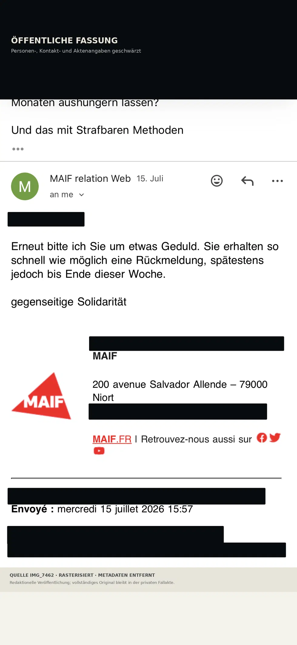Öffentliche Fassung · personenbezogene Angaben geschwärzt