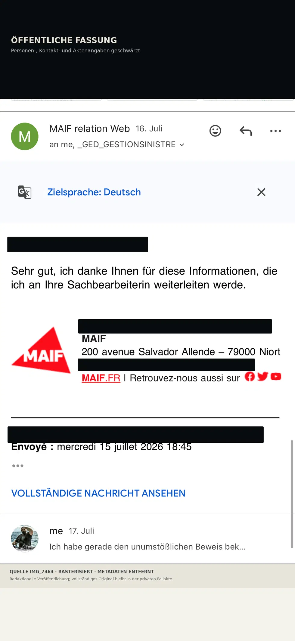 Öffentliche Fassung · personenbezogene Angaben geschwärzt