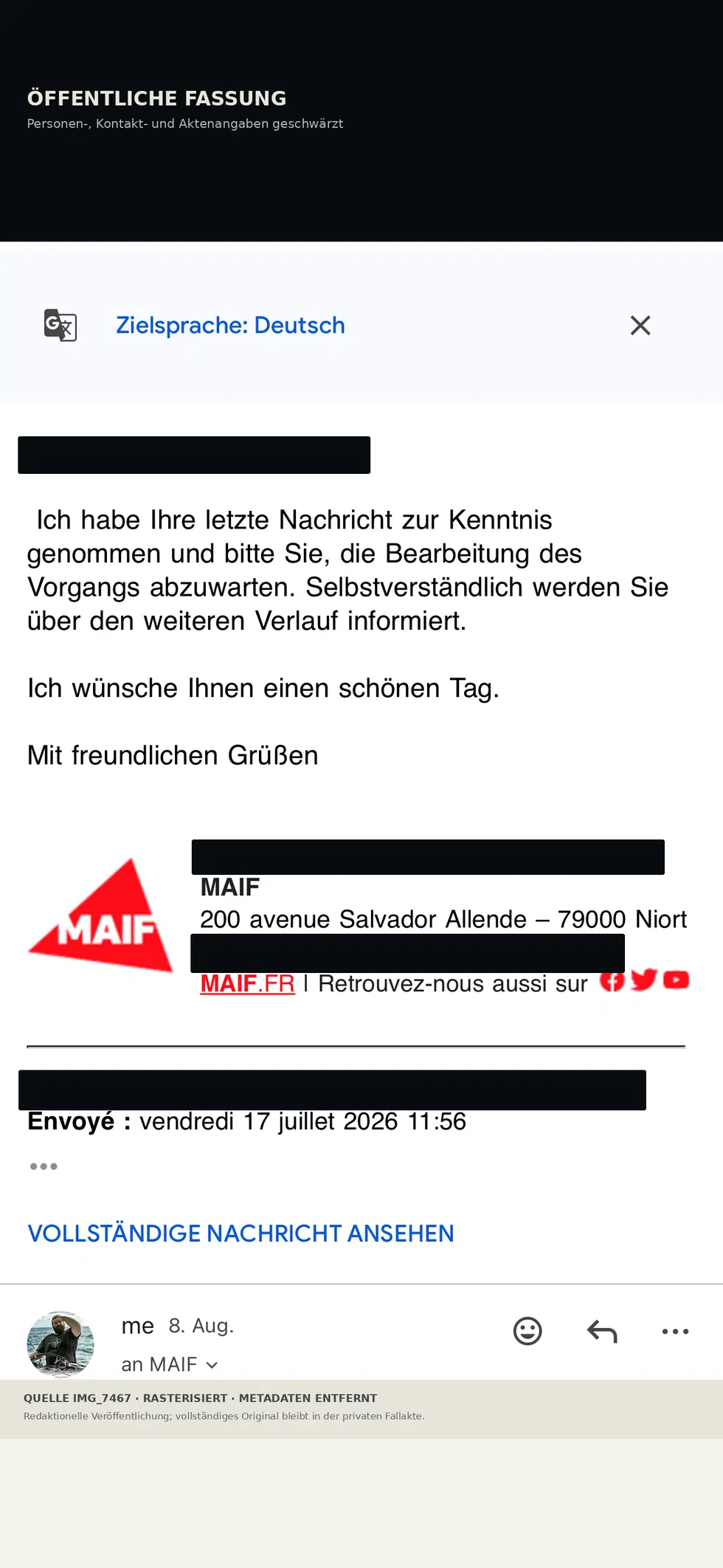 Öffentliche Fassung · personenbezogene Angaben geschwärzt
