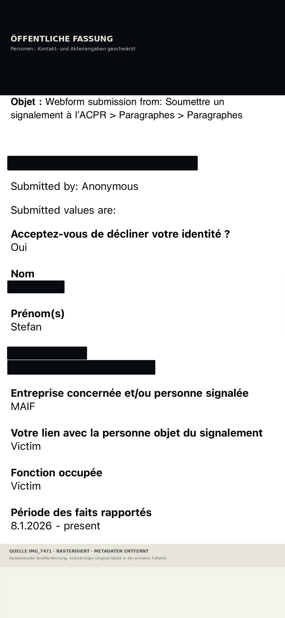 Öffentliche Fassung · personenbezogene Angaben geschwärzt