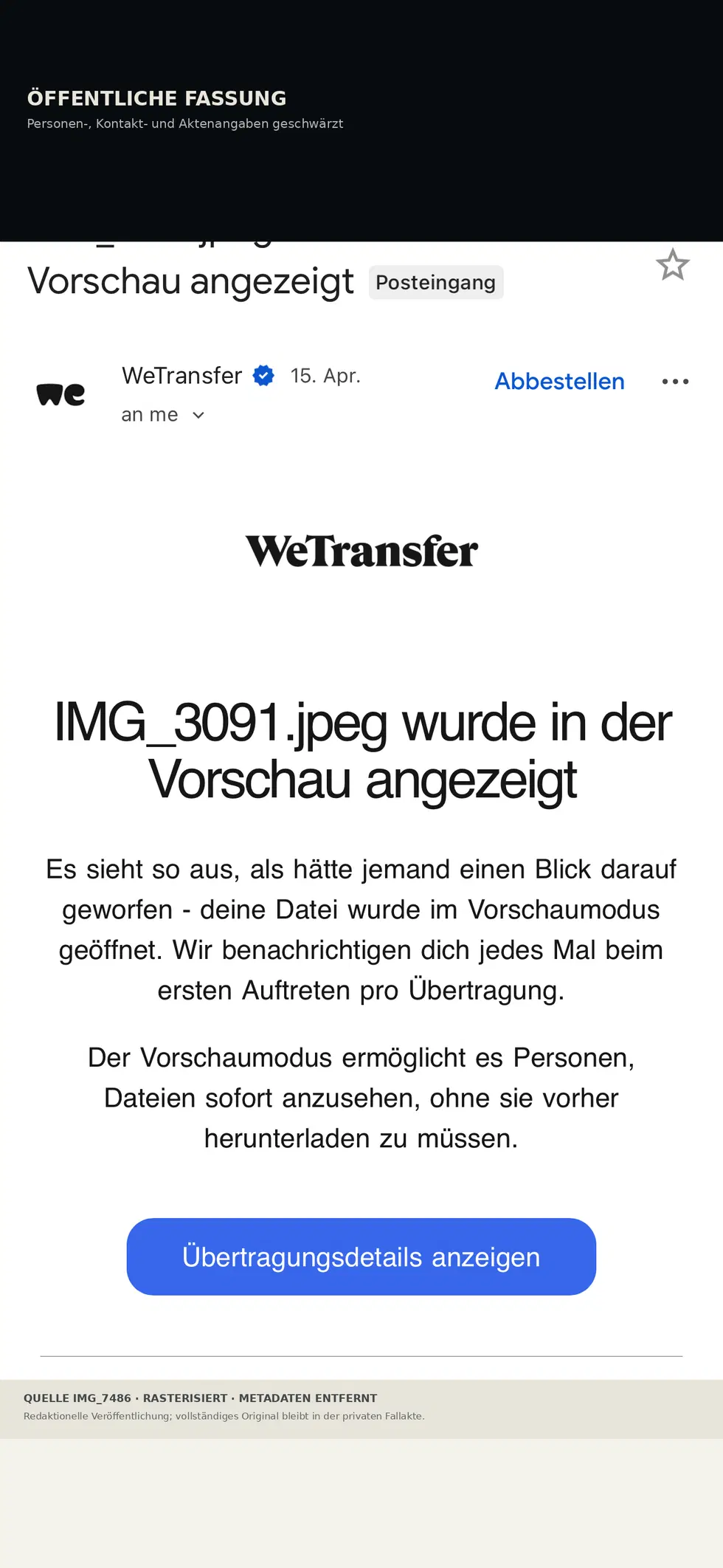 Öffentliche Fassung · personenbezogene Angaben geschwärzt