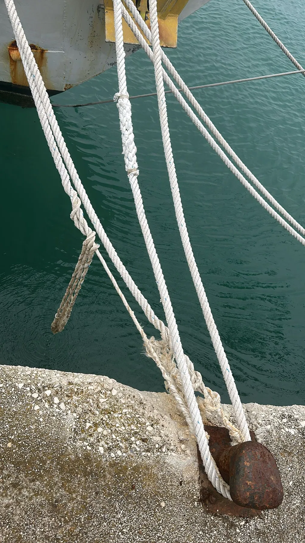 Verursacherboot NAUSICAA – Mehrere frei hängende beziehungsweise ausgefranste Leinenenden am Boot.